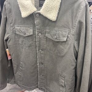 Men's Corduroy Sherpa-Lined Jacket - Gray